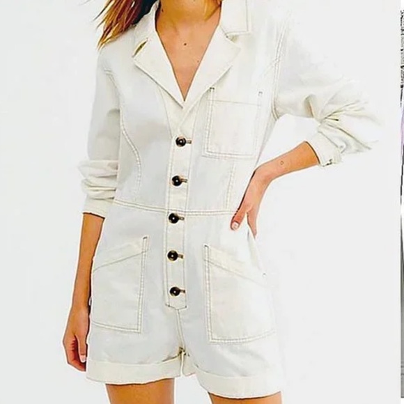 Free People Pants - Free People Elaine Shortall Romper - Cotton/Linen Blend